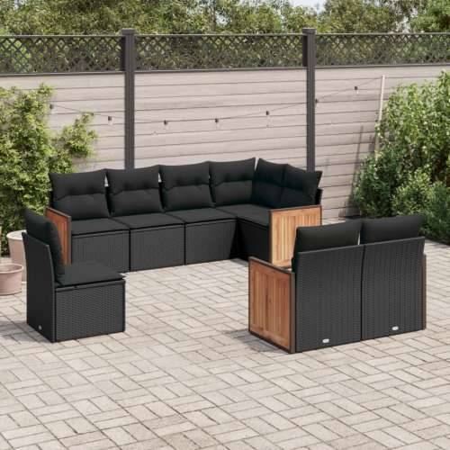 Vrtna garnitura - 8-dijelni set vrtnih sofa od poliratana s jastucima crni - Crna Bez stola 1 Cijena