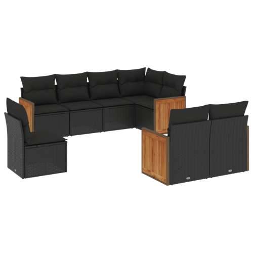 Vrtna garnitura - 8-dijelni set vrtnih sofa od poliratana s jastucima crni - Crna Bez stola 1 Cijena