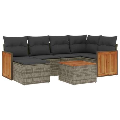 Vrtna garnitura - 7-dijelni set vrtnih sofa sivi od poliratana - Siva Sa stolom 1 Cijena
