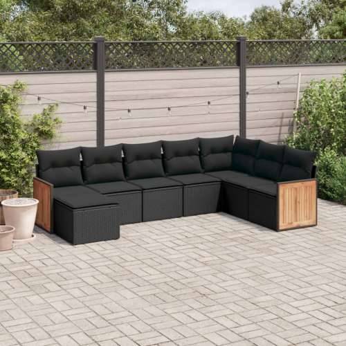 Vrtna garnitura - 8-dijelni set vrtnih sofa od poliratana s jastucima crni - Crna Bez stola 1 Cijena