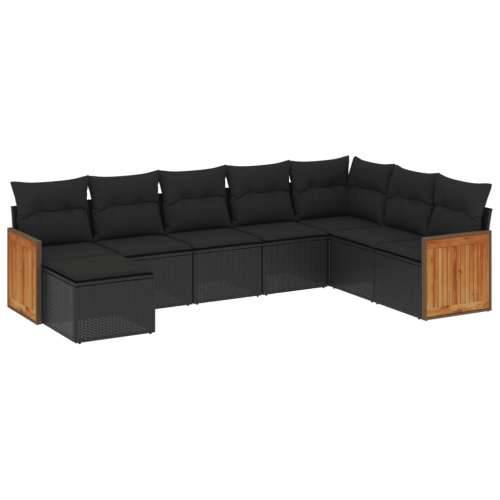 Vrtna garnitura - 8-dijelni set vrtnih sofa od poliratana s jastucima crni - Crna Bez stola 1 Cijena