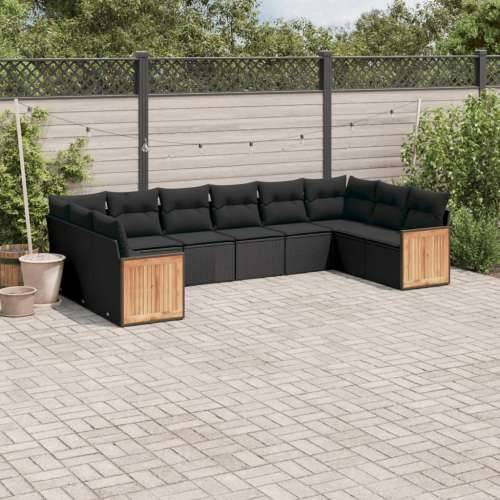 Vrtna garnitura - 10-dijelni set vrtnih sofa s jastucima crni od poliratana - Crna Bez stola 1 Cijena