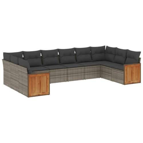 Vrtna garnitura - 10-dijelni set vrtnih sofa od poliratana s jastucima sivi - Siva Bez stola 1 Cijena