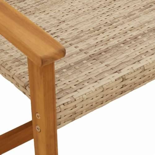 3-dijelni bistro set od poliratana i bagremovog drva bež - Bež 1 stolica + stol Cijena