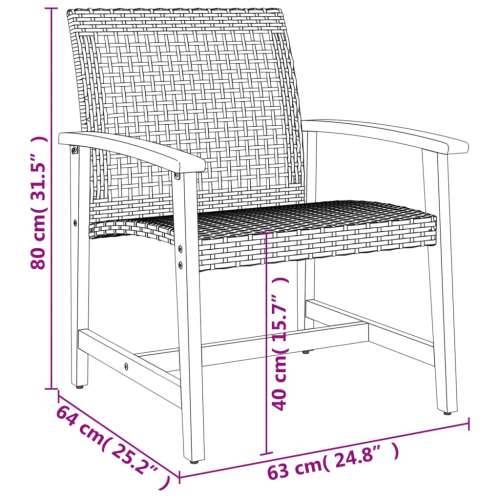 3-dijelni bistro set od poliratana i bagremovog drva bež - Bež 1 stolica + stol Cijena