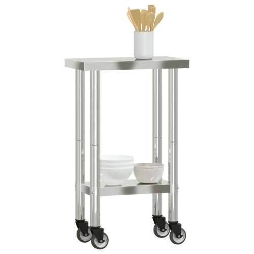 Kuhinjski radni stol s kotačima 55x30x85 cm nehrđajući čelik Cijena
