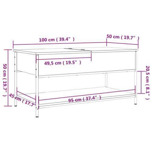 Stolić za kavu crni 100 x 50 x 50 cm konstruirano drvo i metal - Crna 1 100 cm Cijena