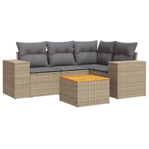 5-dijelni vrtni set sofa s jastucima bež od poliratana - bež i siva 1 Cijena