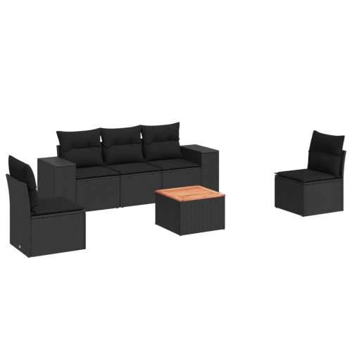 Vrtna garnitura - 6-dijelni set vrtnih sofa s jastucima crni od poliratana - Crna 1 Cijena