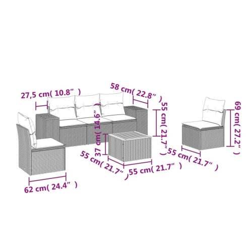 Vrtna garnitura - 6-dijelni set vrtnih sofa s jastucima crni od poliratana - Crna 1 Cijena