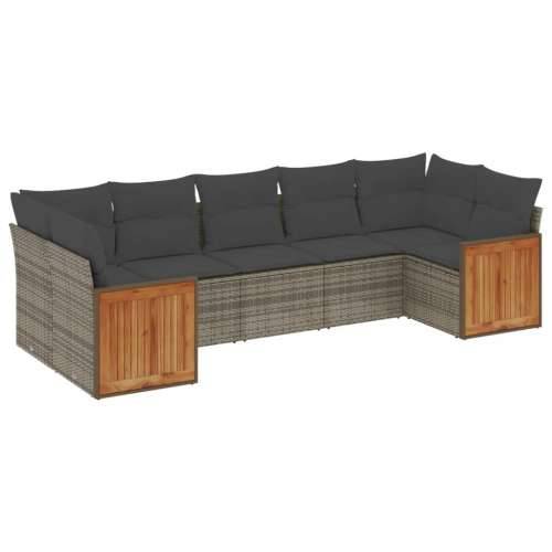 Vrtna garnitura - 7-dijelni set vrtnih sofa sivi od poliratana - Siva 1 Cijena