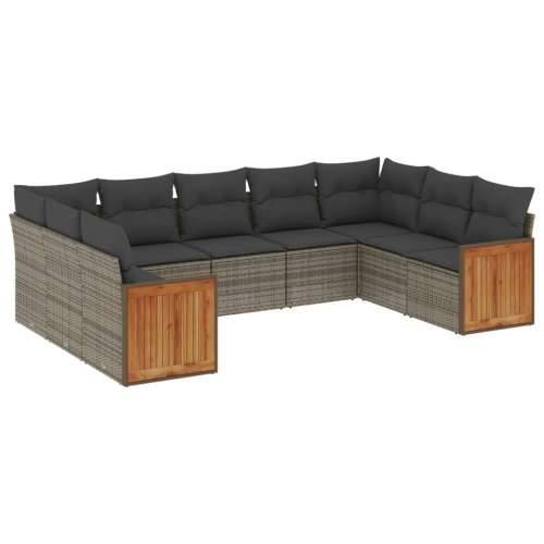 Vrtna garnitura - 9-dijelni set vrtnih sofa od poliratana s jastucima sivi - Siva Bez stola 1 Cijena