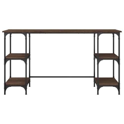 Radni stol boja hrasta 140x50x75 cm metal i konstruirano drvo - Smeđi hrast Cijena