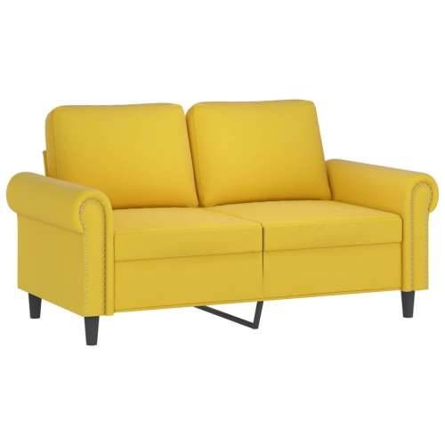 2-dijelni set sofa s jastucima žuti baršunasti - Žuta s jastučićima Cijena