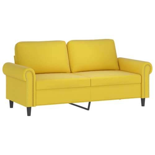 2-dijelni set sofa s jastucima žuti baršunasti - Žuta s jastučićima Cijena