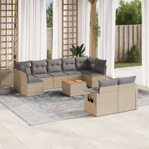 Vrtna garnitura - 10-dijelni set vrtnih sofa s jastucima bež od poliratana - bež i siva 2x corner + table + 5x middle 1 Cijena
