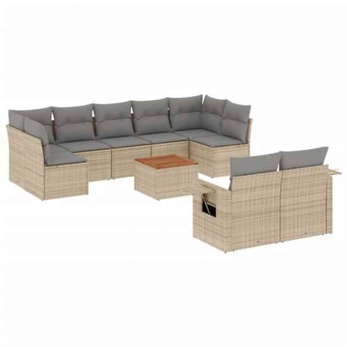 Vrtna garnitura - 10-dijelni set vrtnih sofa s jastucima bež od poliratana - bež i siva 2x corner + table + 5x middle 1 Cijena