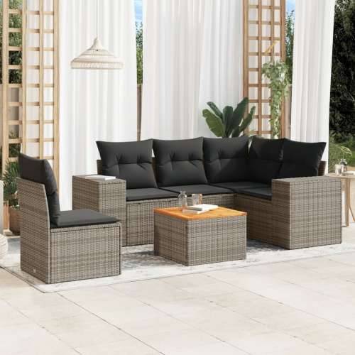 Vrtna garnitura - 6-dijelni set vrtnih sofa od poliratana s jastucima sivi - Siva 2x middle + table + 1x corner 1 Cijena