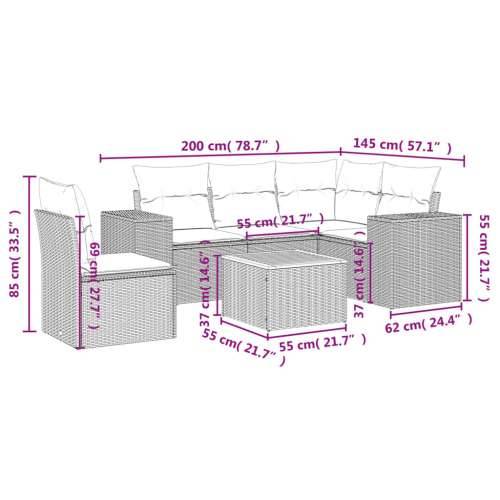 Vrtna garnitura - 6-dijelni set vrtnih sofa od poliratana s jastucima sivi - Siva 2x middle + table + 1x corner 1 Cijena