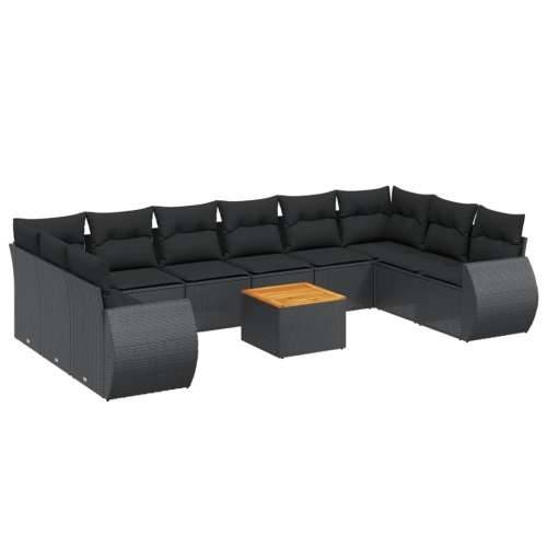 Vrtna garnitura - 11-dijelni set vrtnih sofa od poliratana s jastucima crni - Crna 2x corner + table + 6x middle 1 Cijena