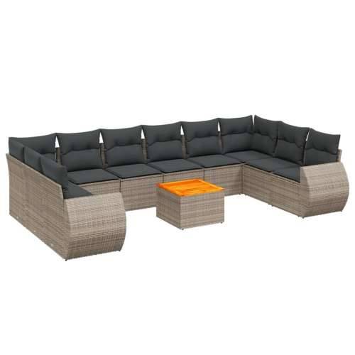 Vrtna garnitura - 11-dijelni set vrtnih sofa od poliratana s jastucima sivi - Siva 2x corner + table + 6x middle 1 Cijena