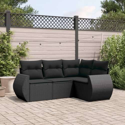 Vrtna garnitura - 4-dijelni set vrtnih sofa od poliratana s jastucima crni - Crna Sa stolom 1 Cijena