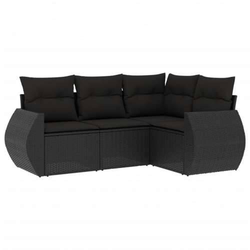 Vrtna garnitura - 4-dijelni set vrtnih sofa od poliratana s jastucima crni - Crna Sa stolom 1 Cijena