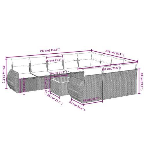 Vrtna garnitura - 11-dijelni set vrtnih sofa od poliratana s jastucima crni - Crna stol + 6x srednja + 2x kutna 1 Cijena