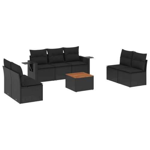Vrtna garnitura - 8-dijelni set vrtnih sofa od poliratana s jastucima crni - Crna 1 Cijena