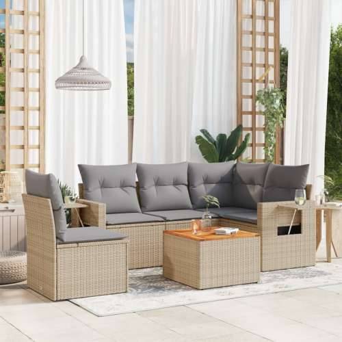 Vrtna garnitura - 6-dijelni set vrtnih sofa s jastucima bež od poliratana - bež i siva 2x middle + table + 1x corner 1 Cijena
