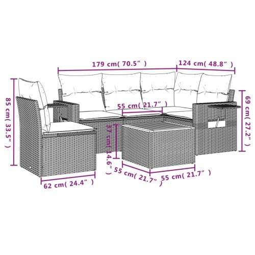 Vrtna garnitura - 6-dijelni set vrtnih sofa s jastucima bež od poliratana - bež i siva 2x middle + table + 1x corner 1 Cijena