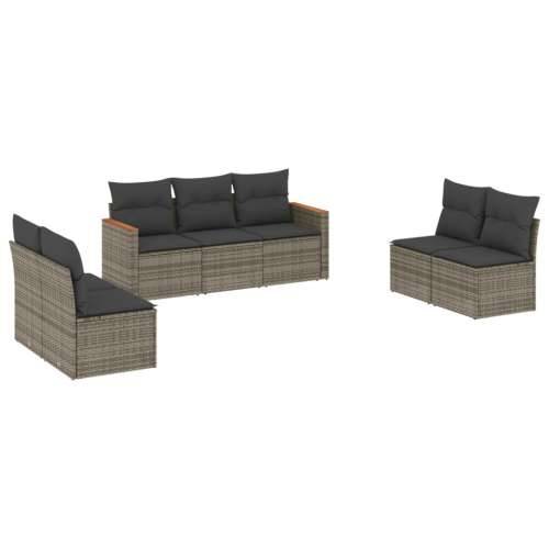 Vrtna garnitura - 7-dijelni set vrtnih sofa sivi od poliratana - Siva Bez stola 1 Cijena