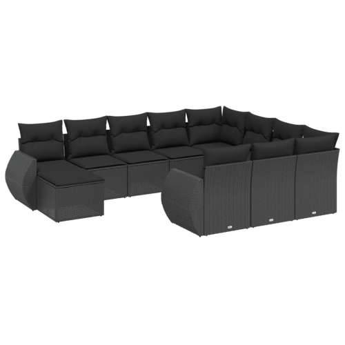 Vrtna garnitura - 11-dijelni set vrtnih sofa od poliratana s jastucima crni - Crna 6x srednja + stol + 2x kutna 1 Cijena