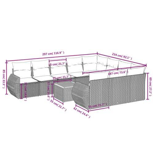 Vrtna garnitura - 11-dijelni set vrtnih sofa od poliratana s jastucima bež - Bež stol + 6x srednja + 2x kutna 1 Cijena