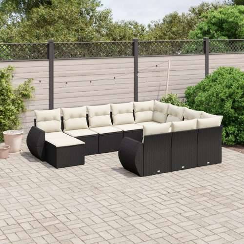 Vrtna garnitura - 11-dijelni set vrtnih sofa od poliratana s jastucima crni - Crna i krem 6x srednja + stol + 2x kutna 1 Cijena