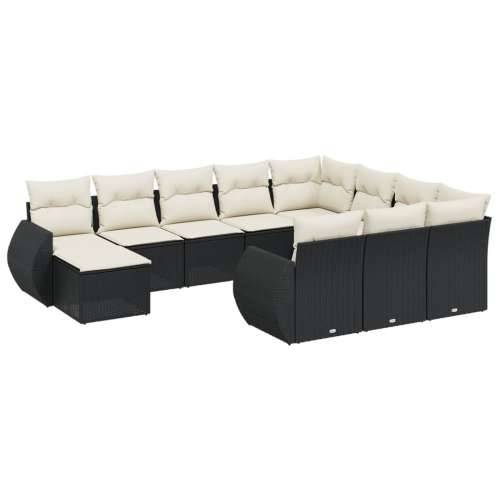 Vrtna garnitura - 11-dijelni set vrtnih sofa od poliratana s jastucima crni - Crna i krem 6x srednja + stol + 2x kutna 1 Cijena