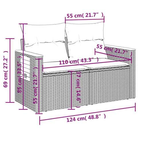 Vrtna garnitura - 8-dijelni set vrtnih sofa od poliratana s jastucima crni - Crna 1 Cijena