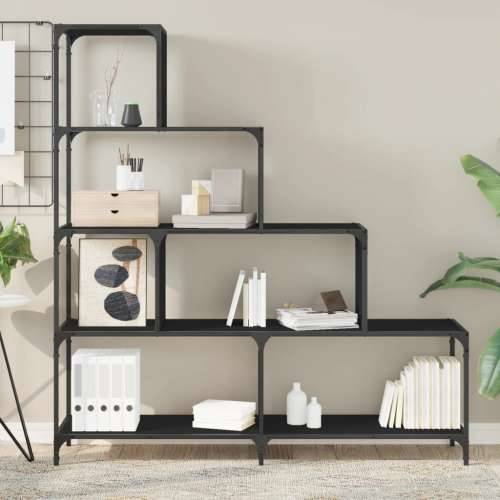 Regal za knjige 4 razine crni 139x33,5x149 cm konstruirano drvo - Crna 1 Cijena