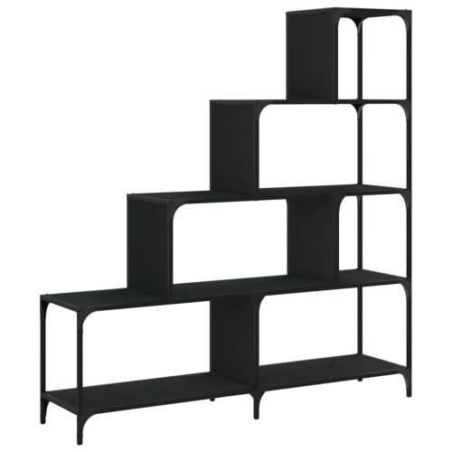 Regal za knjige 4 razine crni 139x33,5x149 cm konstruirano drvo - Crna 1 Cijena