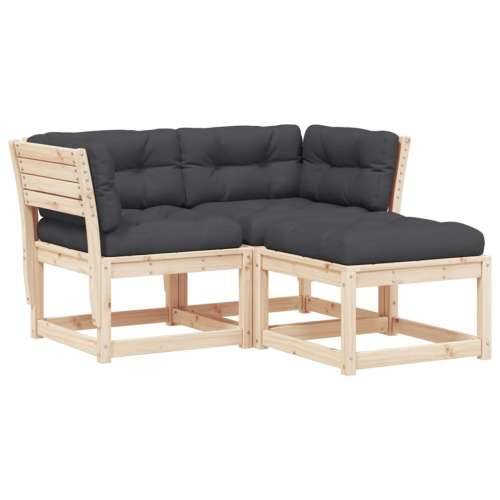 Vrtna garnitura - 3-dijelni set vrtnih sofa od masivne borovine s jastucima - Prirodna boja bora s jastučićima 3 Cijena