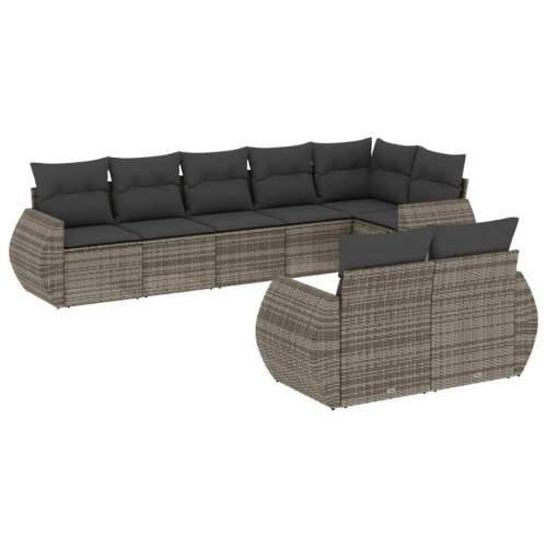 Vrtna garnitura - 8-dijelni set vrtnih sofa od poliratana s jastucima sivi - Siva 1 Bez stola Cijena
