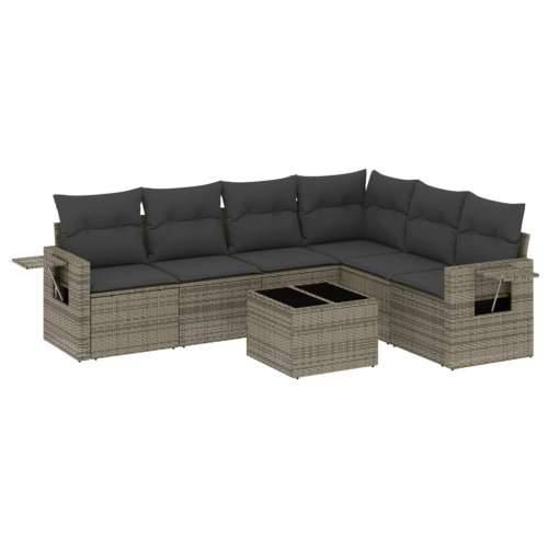 Vrtna garnitura - 7-dijelni set vrtnih sofa sivi od poliratana - Siva Sa stolom 1 Cijena
