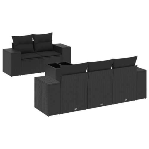 Vrtna garnitura - 6-dijelni set vrtnih sofa s jastucima crni od poliratana - Crna 1 Cijena