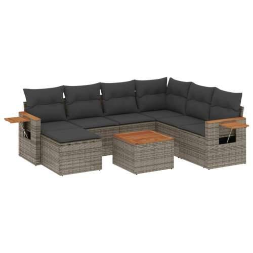 Vrtna garnitura - 8-dijelni set vrtnih sofa od poliratana s jastucima sivi - Siva Sa stolom 1 Cijena
