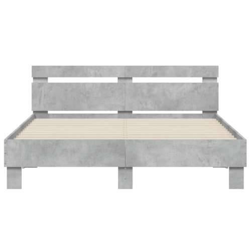 Okvir za krevet s uzglavljem i LED siva boja betona 140x190 cm - Beton siva 140 x 190 cm Cijena