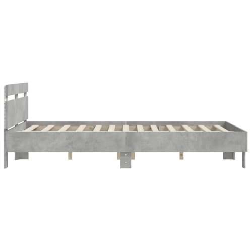Okvir za krevet s uzglavljem i LED siva boja betona 140x190 cm - Beton siva 140 x 190 cm Cijena