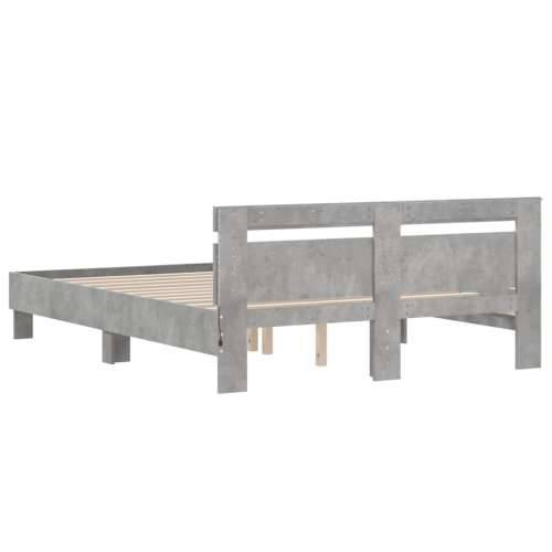 Okvir za krevet s uzglavljem i LED siva boja betona 140x190 cm - Beton siva 140 x 190 cm Cijena