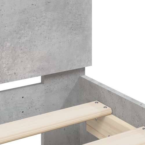 Okvir za krevet s uzglavljem i LED siva boja betona 140x190 cm - Beton siva 140 x 190 cm Cijena