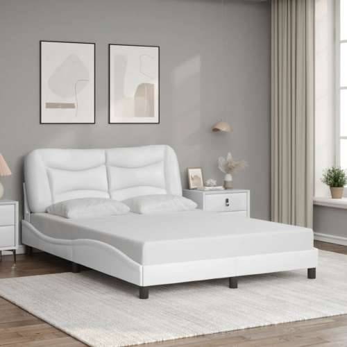 Okvir za krevet s uzglavljem bijeli 140x190 cm od umjetne kože - Bijela 140 x 190 cm Cijena