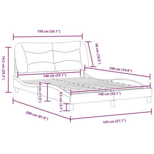 Okvir za krevet s uzglavljem bijeli 140x190 cm od umjetne kože - Bijela 140 x 190 cm Cijena